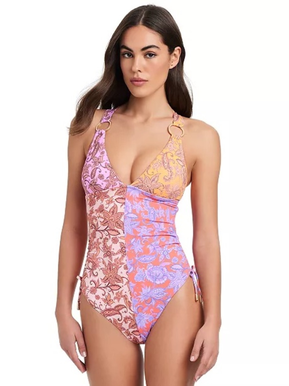 Red Carter Women's Colorblocked One Piece Swimsuit
